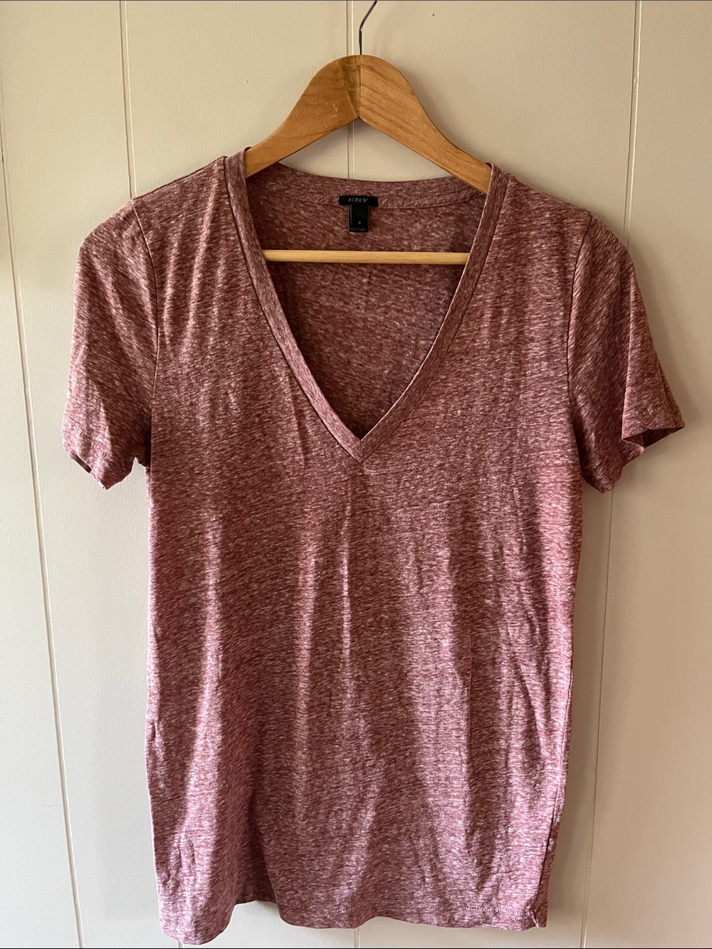 J. Crew Heather Wine V-Neck Short Sleeve Tee